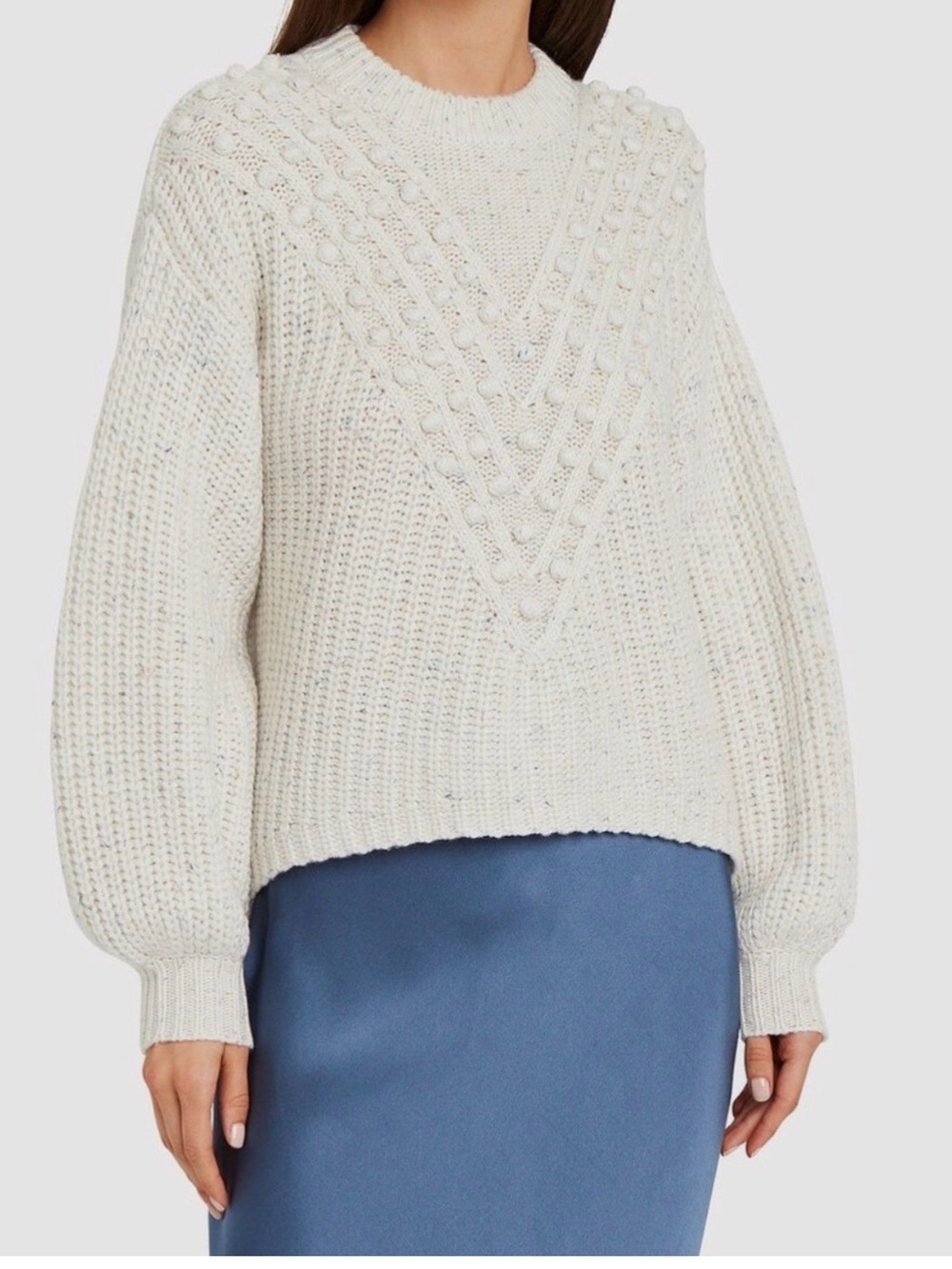 SAYLOR Cream Cable Crewneck Sweater
